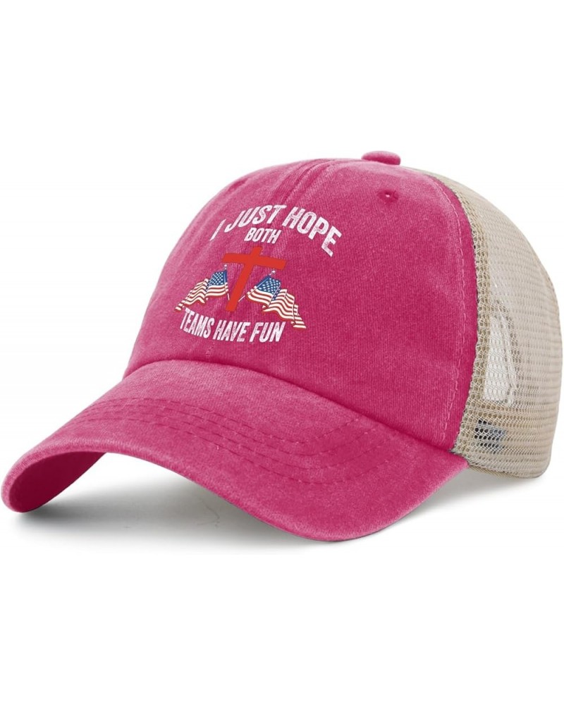 I Just Hope Both Teams Have Fun Hat Mens Cute Denim Hat Womens AllBlack Cap Plain Unique Gifts for Writer Pink $9.00 Bucket Hats