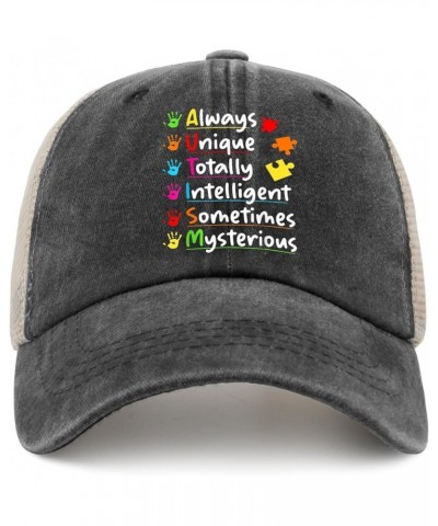 Autism Hats Autism Always Unique Intelligent April Autism Awareness Hats for Men Women AllBlack Cowgirl Allblack $12.41 Sun Hats