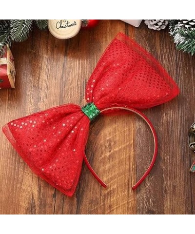 Sequin Bow Headband Red Glitter Christmas Headbands Xmas Hairband Christmas Party Princess Decoration Cosplay Costume Bows He...