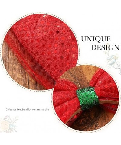 Sequin Bow Headband Red Glitter Christmas Headbands Xmas Hairband Christmas Party Princess Decoration Cosplay Costume Bows He...