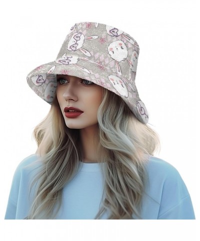 Brown Stripe Women Winter Faux Fur Bucket Hat, Fluffy Fuzzy Warm Hats, Plush Fisherman Cap Cute Rabbit9 $12.70 Bucket Hats