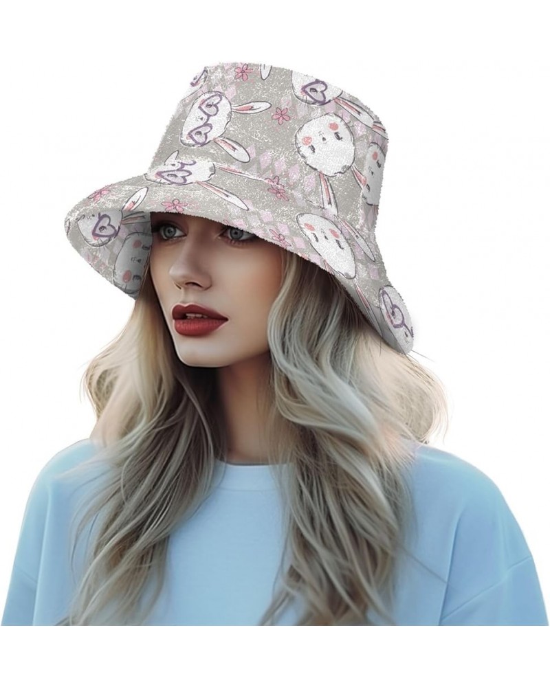 Brown Stripe Women Winter Faux Fur Bucket Hat, Fluffy Fuzzy Warm Hats, Plush Fisherman Cap Cute Rabbit9 $12.70 Bucket Hats