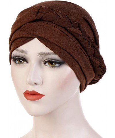 Turbans for Women Slouchy Baggy Braid Head Covers Stretch Head Scarf Wrap Cap Vintage Pre Tied Beanie Bonnet Coffee $8.39 Sku...