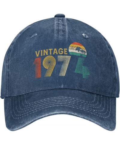 Retro 50th Birthday Gift Vintage 1974 Gifts Cowboy Hat Baseball Cap Women Trucker Hat Men Dad Hat Snapback Hat Black Navy Blu...