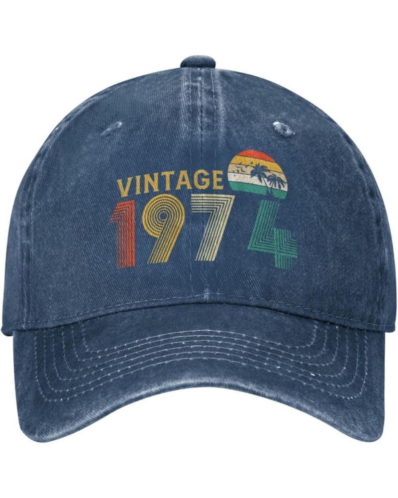 Retro 50th Birthday Gift Vintage 1974 Gifts Cowboy Hat Baseball Cap Women Trucker Hat Men Dad Hat Snapback Hat Black Navy Blu...