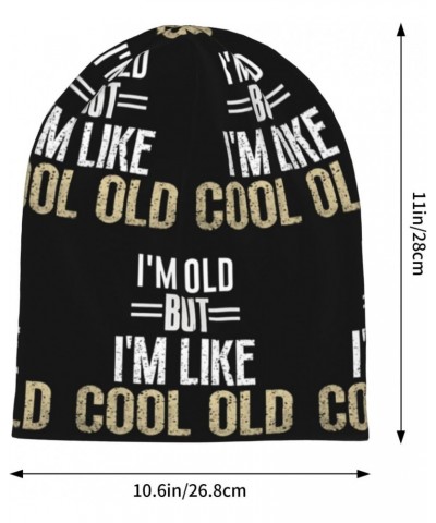 I'm Old But I'm Like Cool Old Beanie Skull Cap Warm Knit Slouchy Hat for Women Men Black $10.61 Skullies & Beanies