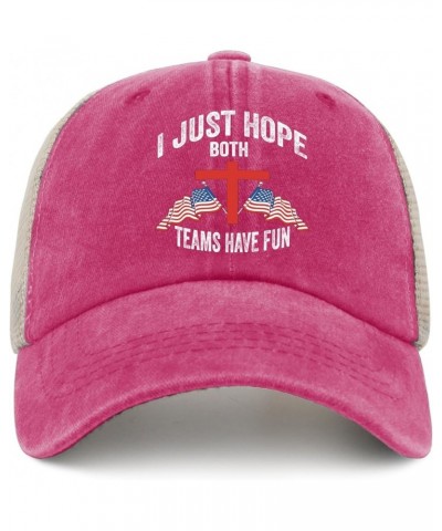 I Just Hope Both Teams Have Fun Hat Mens Cute Denim Hat Womens AllBlack Cap Plain Unique Gifts for Writer Pink $9.00 Bucket Hats