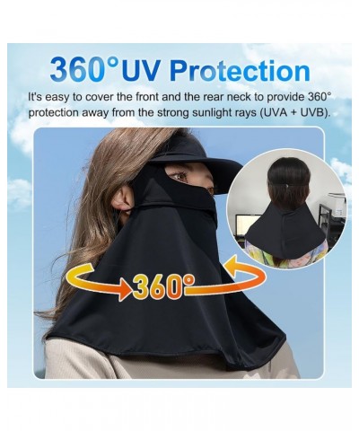 UPF 50+ Sun Hat for Golf Cycling Trekking Sports, UV Protective Visor Headwear, Summer Outdoor Face Mask Cover Detachable Bla...