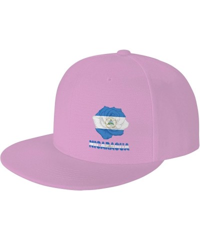 Snapback Baseball Cap Rose Flower Nicaragua Flag Classic Dad Trucker Flat Bill Brim Hat Pink $9.44 Baseball Caps