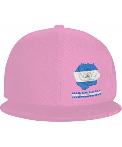 Snapback Baseball Cap Rose Flower Nicaragua Flag Classic Dad Trucker Flat Bill Brim Hat Pink $9.44 Baseball Caps