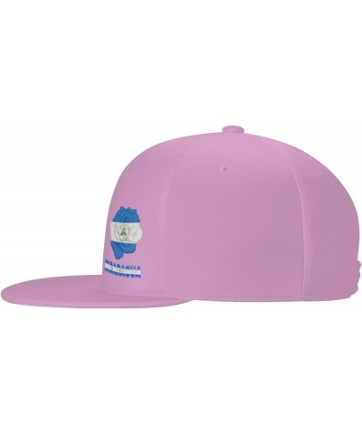 Snapback Baseball Cap Rose Flower Nicaragua Flag Classic Dad Trucker Flat Bill Brim Hat Pink $9.44 Baseball Caps