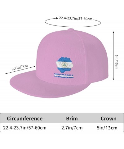 Snapback Baseball Cap Rose Flower Nicaragua Flag Classic Dad Trucker Flat Bill Brim Hat Pink $9.44 Baseball Caps