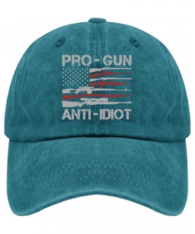 Pro Gun Anti Idiot Hat Mens Black Hat Pigment Black Gifts for Her Workout Hats Cyan Blue $11.58 Sun Hats