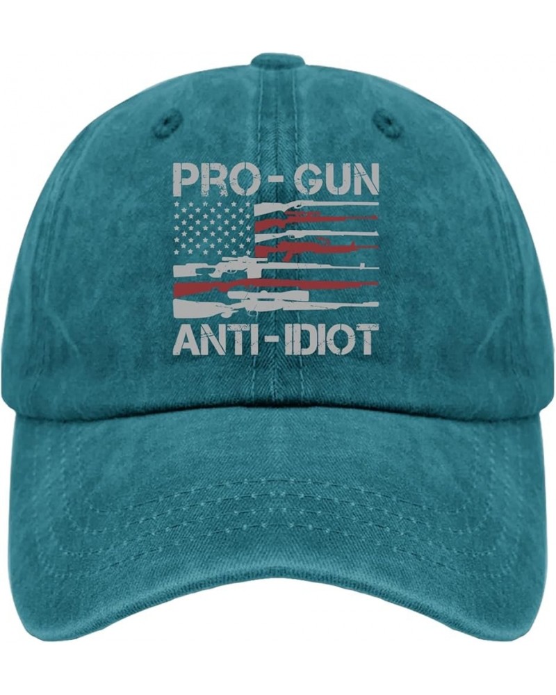 Pro Gun Anti Idiot Hat Mens Black Hat Pigment Black Gifts for Her Workout Hats Cyan Blue $11.58 Sun Hats