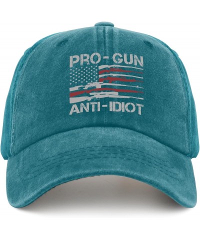 Pro Gun Anti Idiot Hat Mens Black Hat Pigment Black Gifts for Her Workout Hats Cyan Blue $11.58 Sun Hats