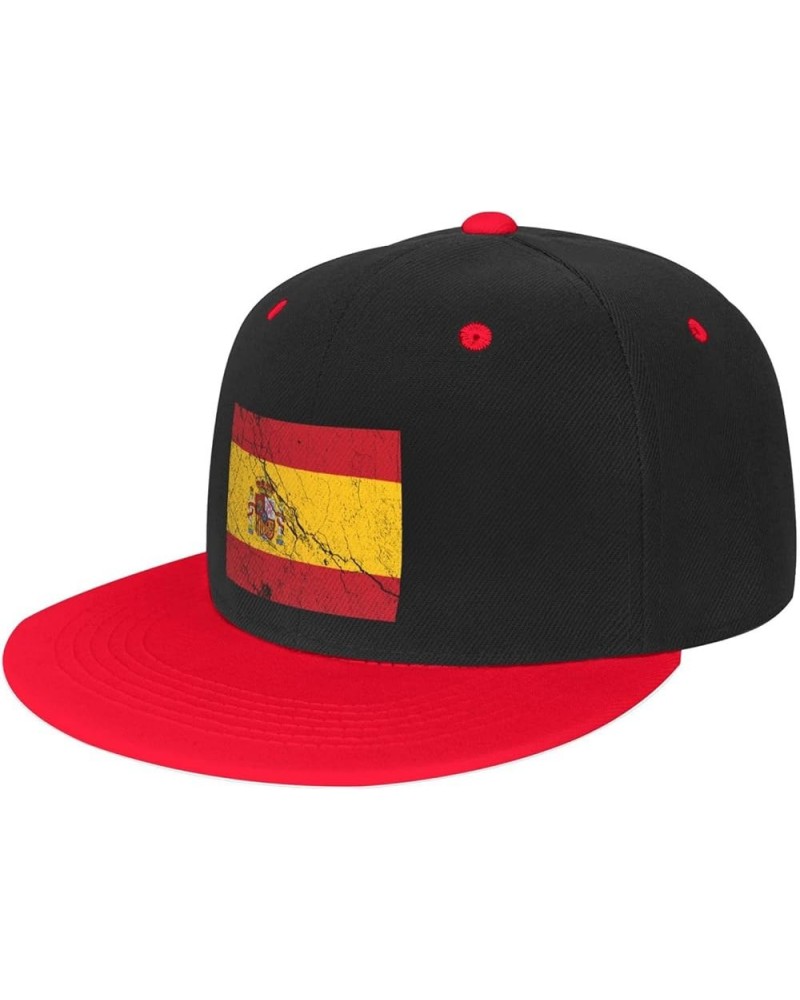 Flag of Spain Texture Effect Baseball Cap for Men Women Snapback Hat Adjustable Flat Bill Hats Red $11.12 Baseball Caps