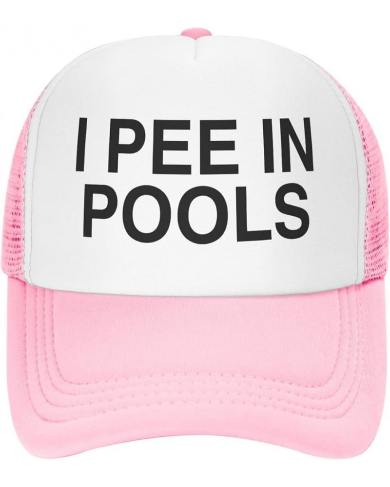 I Pee in Pool Mesh Baseball Hat Men Plain Trucker Cap I Pee in Pool Breathable Hat Pink $11.94 Baseball Caps