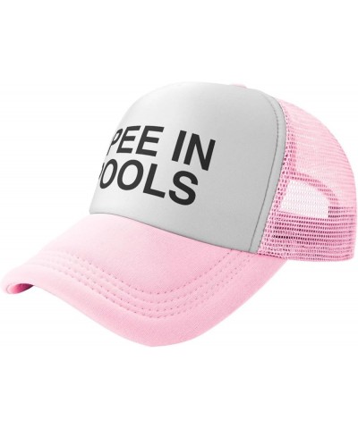 I Pee in Pool Mesh Baseball Hat Men Plain Trucker Cap I Pee in Pool Breathable Hat Pink $11.94 Baseball Caps