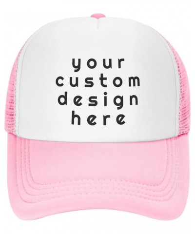 Custom Hats for Men with Your Image Name Logo Text Design Your Own Personalized Trucker Hats Pink $7.50 Baseball Caps