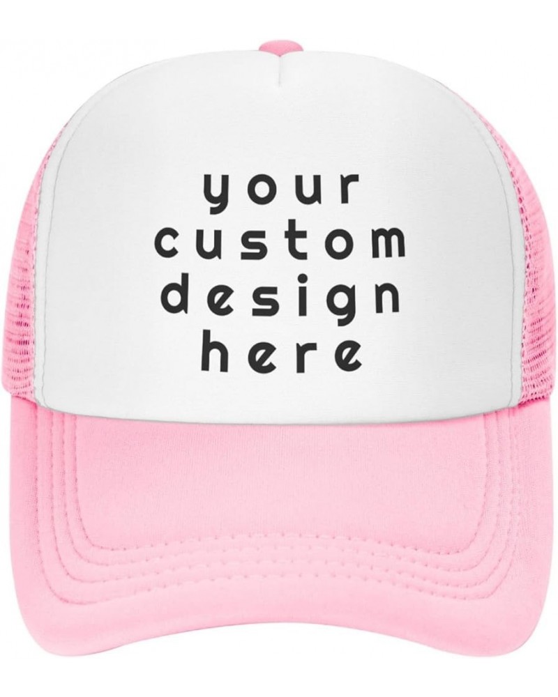 Custom Hats for Men with Your Image Name Logo Text Design Your Own Personalized Trucker Hats Pink $7.50 Baseball Caps