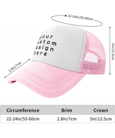 Custom Hats for Men with Your Image Name Logo Text Design Your Own Personalized Trucker Hats Pink $7.50 Baseball Caps