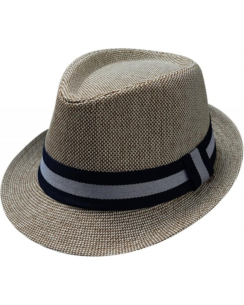 Men and Women Retro Jazz Hat Soild British Sun Hat Travel Sun Hat Foldable Hat Khaki $7.79 Sun Hats