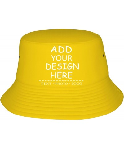 Custom Hat Personalized Bucket Hats Add Your Text Photo Logo Unisex Fisherman Cap Multiple Colors Gold $10.91 Baseball Caps