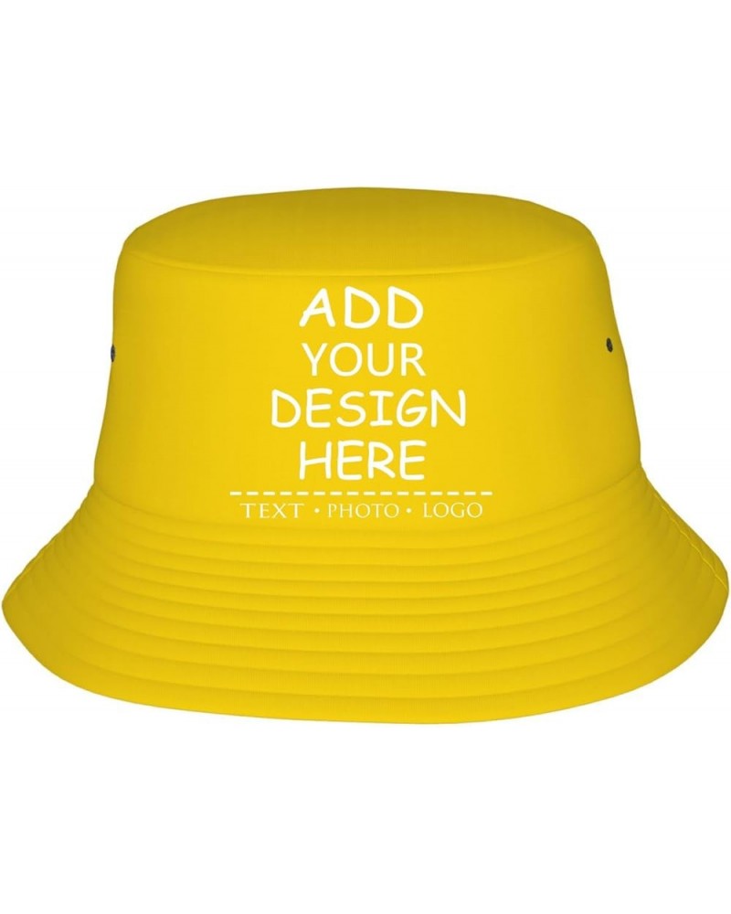 Custom Hat Personalized Bucket Hats Add Your Text Photo Logo Unisex Fisherman Cap Multiple Colors Gold $10.91 Baseball Caps