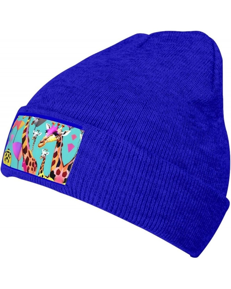 Colorful Giraffe Fans Lovers Print Unisex Beanie for Men and Women Knit Hat Winter Beanies,Skater Beanie Blue $13.93 Skullies...