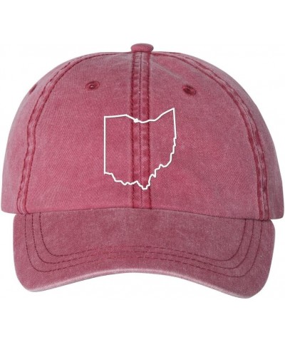 Ohio Outline Embroidered Baseball Cap Adjustable Cotton Dad Hat Pigment-Dyed Cardinal $17.36 Baseball Caps