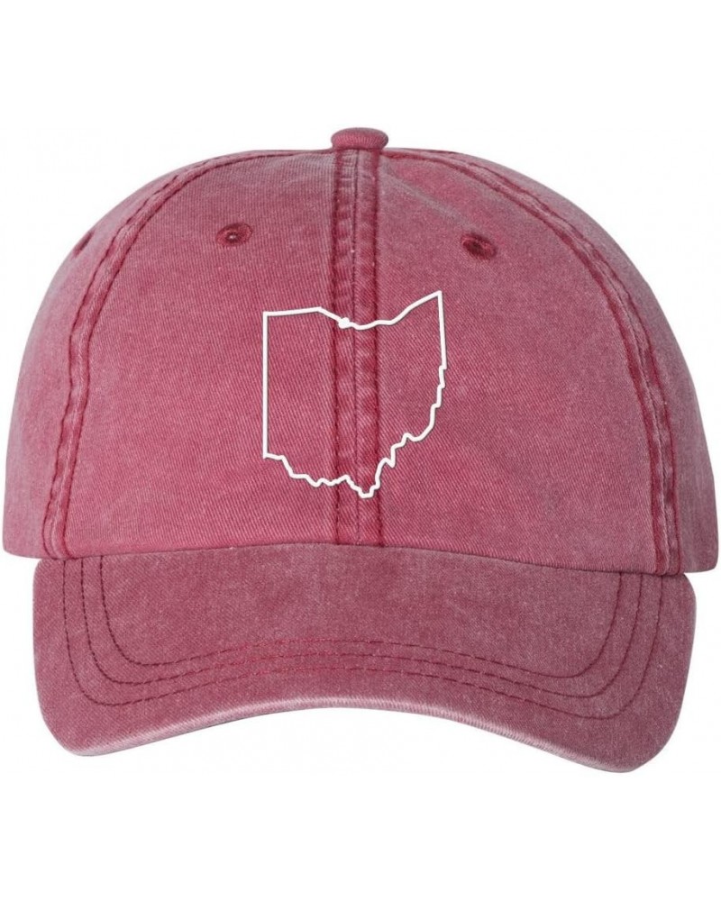 Ohio Outline Embroidered Baseball Cap Adjustable Cotton Dad Hat Pigment-Dyed Cardinal $17.36 Baseball Caps