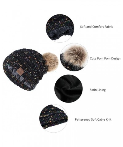 Satin Lined Beanie Pom Pom Satin Lined Winter Hats for Women Warm Beanie Hats for Women Thick Womens Winter Hats Beige $12.99...