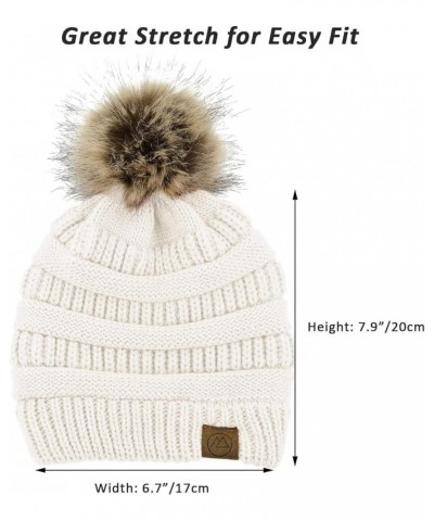 Satin Lined Beanie Pom Pom Satin Lined Winter Hats for Women Warm Beanie Hats for Women Thick Womens Winter Hats Beige $12.99...