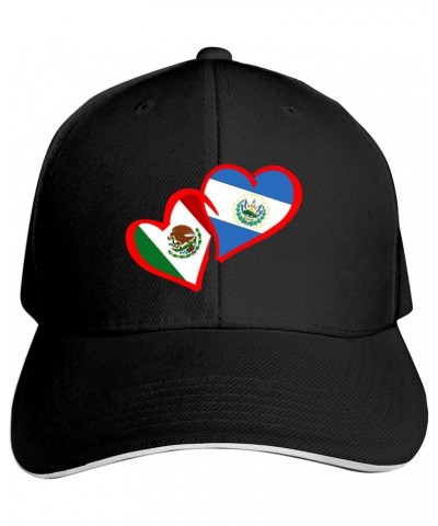 Dad Hat Hearts Mexican Mexico and El Salvador Flag Baseball Cap for Men Women Snapback Hat Aldult Curved Brim Casquette Truck...