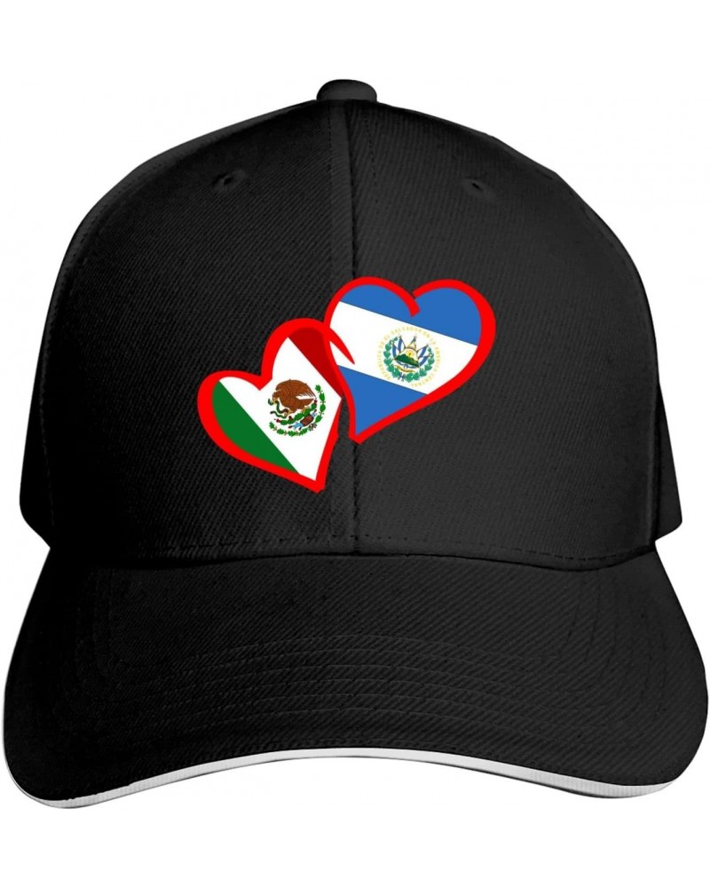 Dad Hat Hearts Mexican Mexico and El Salvador Flag Baseball Cap for Men Women Snapback Hat Aldult Curved Brim Casquette Truck...