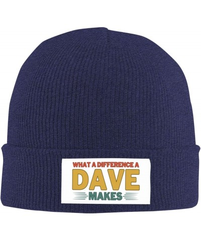 What A Difference A Dave Makes Winter Beanie Hat Black Knit Hat Men Women Warm Knitted Brimless Cap Navy Blue $13.78 Skullies...