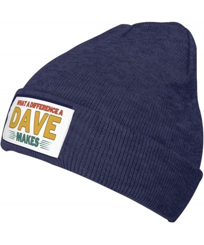 What A Difference A Dave Makes Winter Beanie Hat Black Knit Hat Men Women Warm Knitted Brimless Cap Navy Blue $13.78 Skullies...