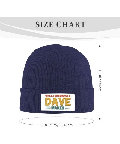 What A Difference A Dave Makes Winter Beanie Hat Black Knit Hat Men Women Warm Knitted Brimless Cap Navy Blue $13.78 Skullies...