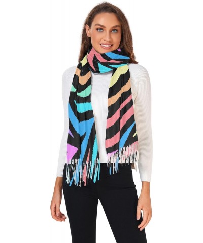 Colorful Pinto Print Animal Womens Scarf, Fashion Long Shawls Grid Wraps Winter Warm Lattice Large Scarves $16.73 Scarves