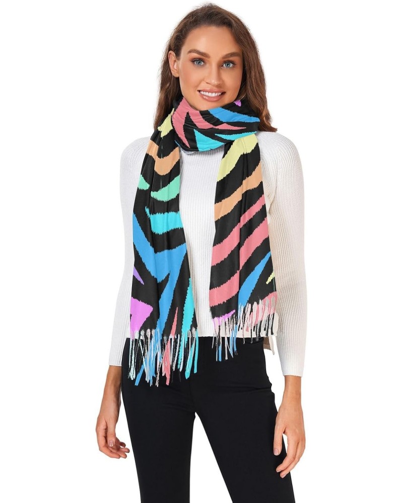 Colorful Pinto Print Animal Womens Scarf, Fashion Long Shawls Grid Wraps Winter Warm Lattice Large Scarves $16.73 Scarves