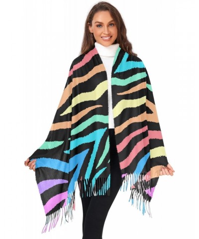 Colorful Pinto Print Animal Womens Scarf, Fashion Long Shawls Grid Wraps Winter Warm Lattice Large Scarves $16.73 Scarves