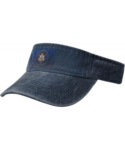 Mesh Style Flag of Utah Sun Visor Hats for Women Men Adjustable Sports Sun Hats Golf Cap Navy Blue $10.60 Visors