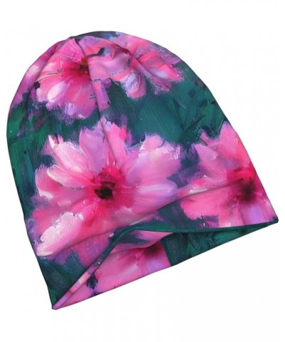 Rose Flower Floral Knitted Hat - Unisex, All-Seasons, Inside-Out Print Design, Elastane Blend Material Pink Flowers $14.39 Sk...