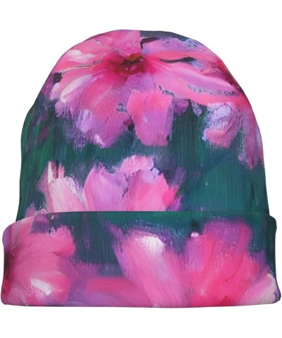 Rose Flower Floral Knitted Hat - Unisex, All-Seasons, Inside-Out Print Design, Elastane Blend Material Pink Flowers $14.39 Sk...