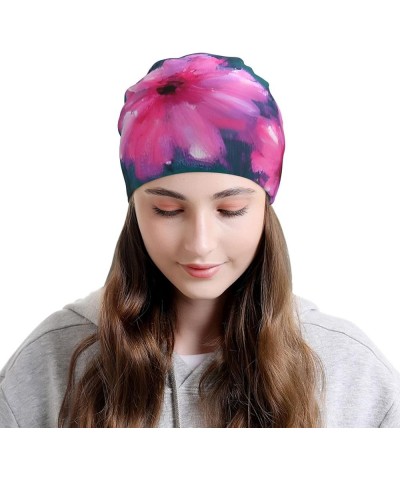 Rose Flower Floral Knitted Hat - Unisex, All-Seasons, Inside-Out Print Design, Elastane Blend Material Pink Flowers $14.39 Sk...