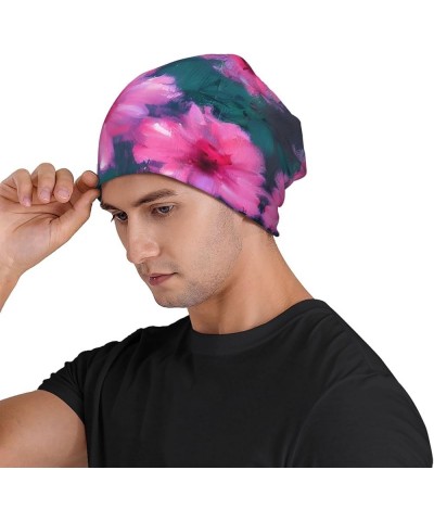 Rose Flower Floral Knitted Hat - Unisex, All-Seasons, Inside-Out Print Design, Elastane Blend Material Pink Flowers $14.39 Sk...