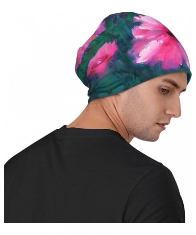 Rose Flower Floral Knitted Hat - Unisex, All-Seasons, Inside-Out Print Design, Elastane Blend Material Pink Flowers $14.39 Sk...