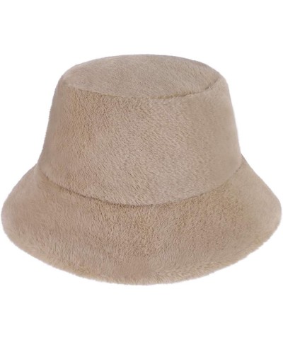 Winter Faux Fur Bucket Hat Furry Fuzzy Shearling Sherpa Fisherman Cap Teddy Style Solid Plush Warm Bucket Hat for Women Girls...