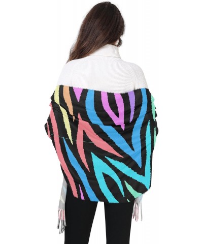 Colorful Pinto Print Animal Womens Scarf, Fashion Long Shawls Grid Wraps Winter Warm Lattice Large Scarves $16.73 Scarves