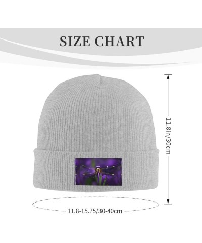 Purple Dragonfly Print Unisex Knitted Hat for Adults Beanie Hat Original Cap Travel, Daily Wear,Ski Cap Gray $13.37 Skullies ...